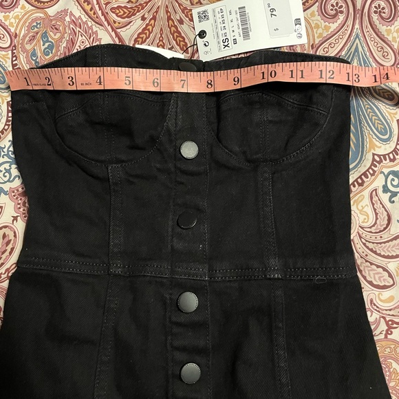 NWT Zara dark denim bustier button front dress size XS - Picture 4 of 9